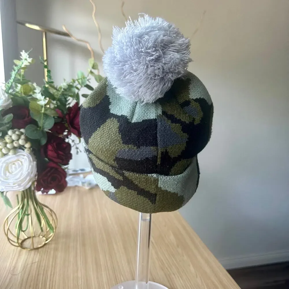 CHAMPION Vibrant Camouflage Beanie Pom Hat Army Skateboard Unisex Gorpcore Y2K